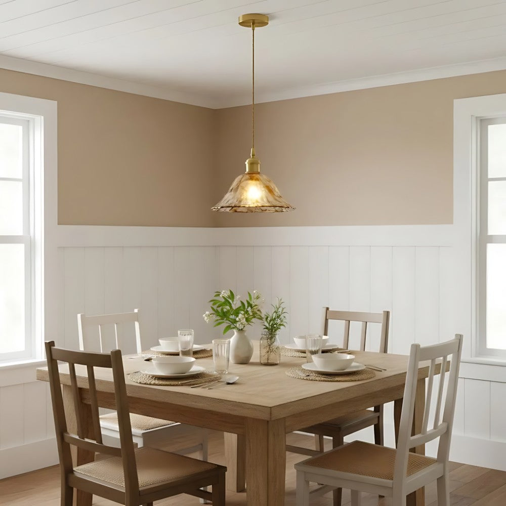 Nyxalis Vintage Brass Glass Pendant Light
