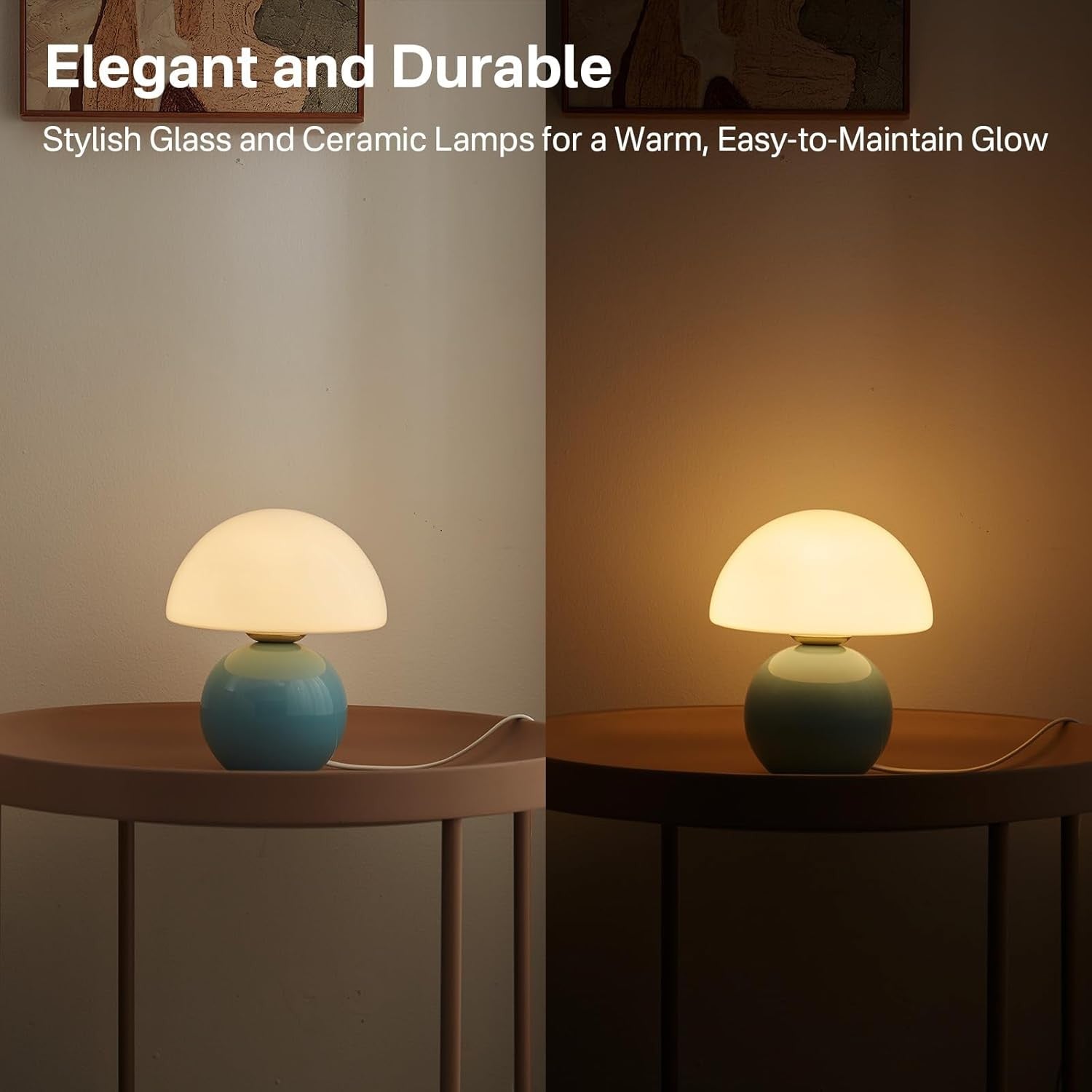 Evinth Mini Colorful Ceramic Base Mushroom Table Lamp