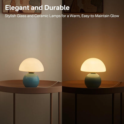 Evinth Mini Colorful Ceramic Base Mushroom Table Lamp