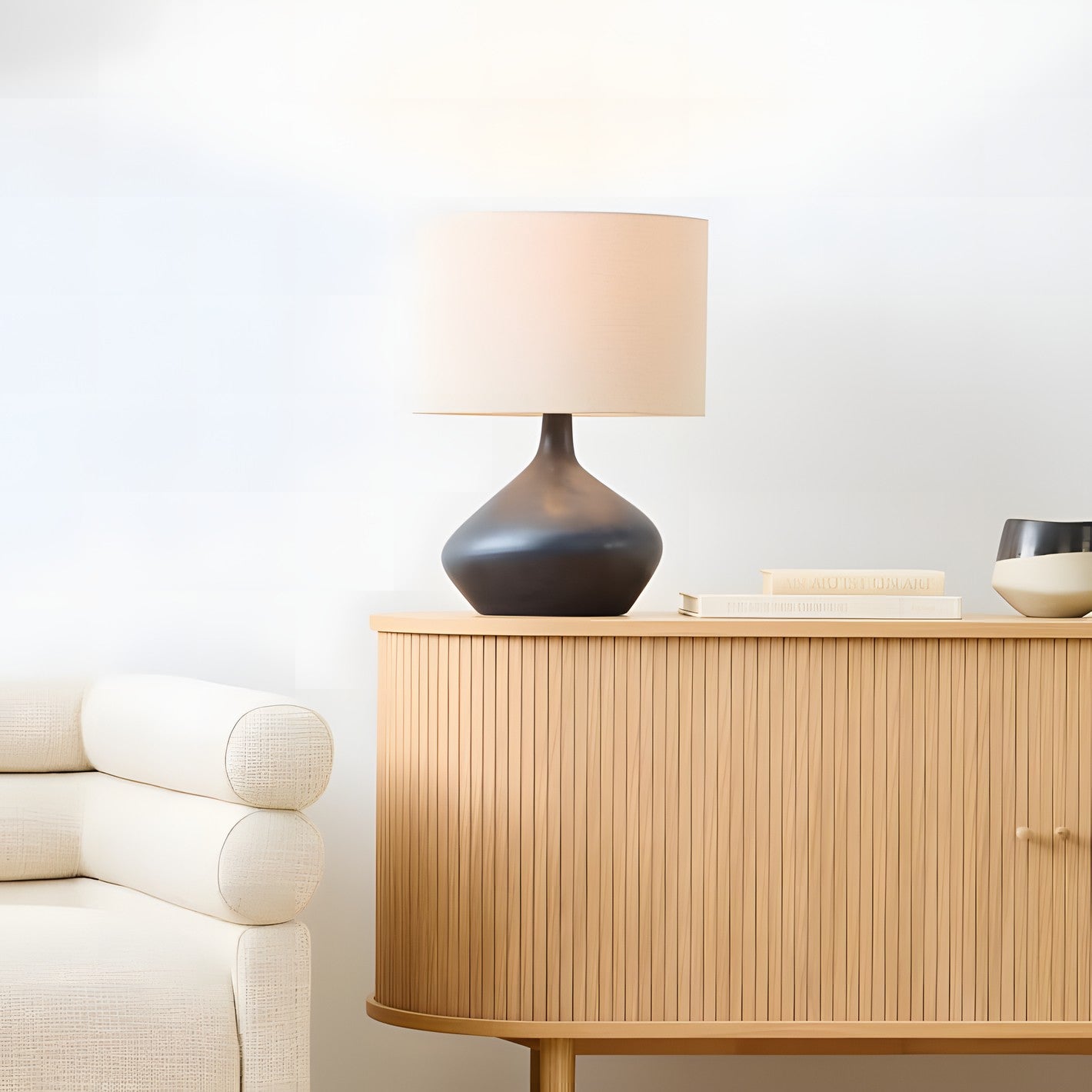 Daphne Vintage Ceramic Linen Shade Table Lamp