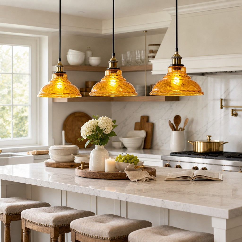 Benjin Modern Colorful Trumpet Glass Pendant Light