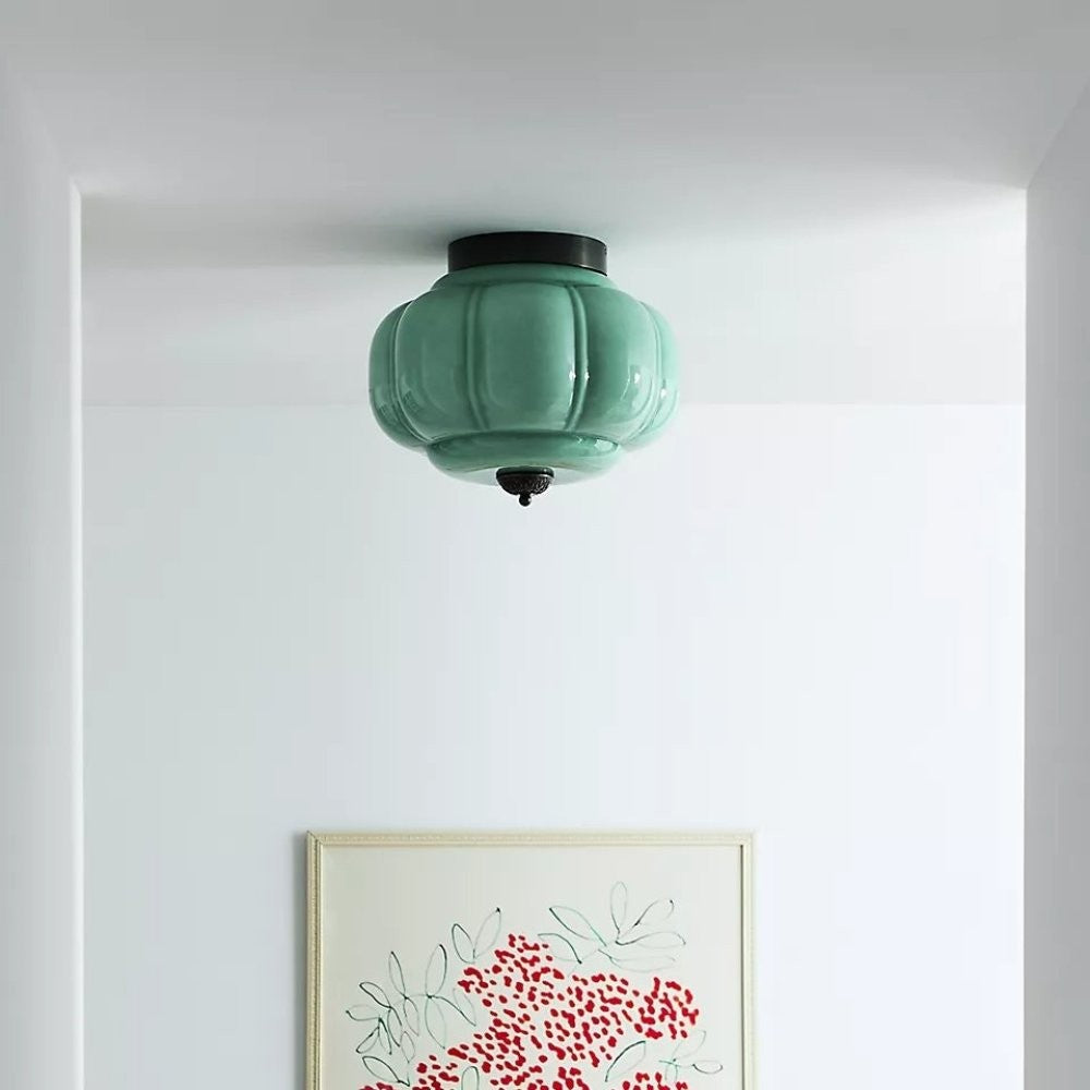 Ozita Retro Milk Glass Semi Flush Mount Eloise Ceiling Light