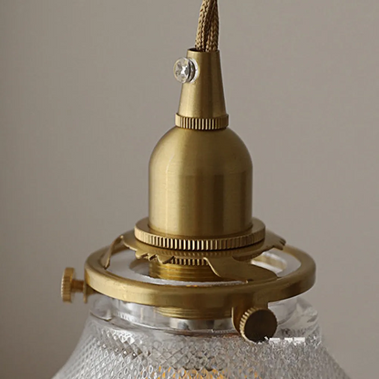 Gyran Retro Brass Lace Glass Pendant Light