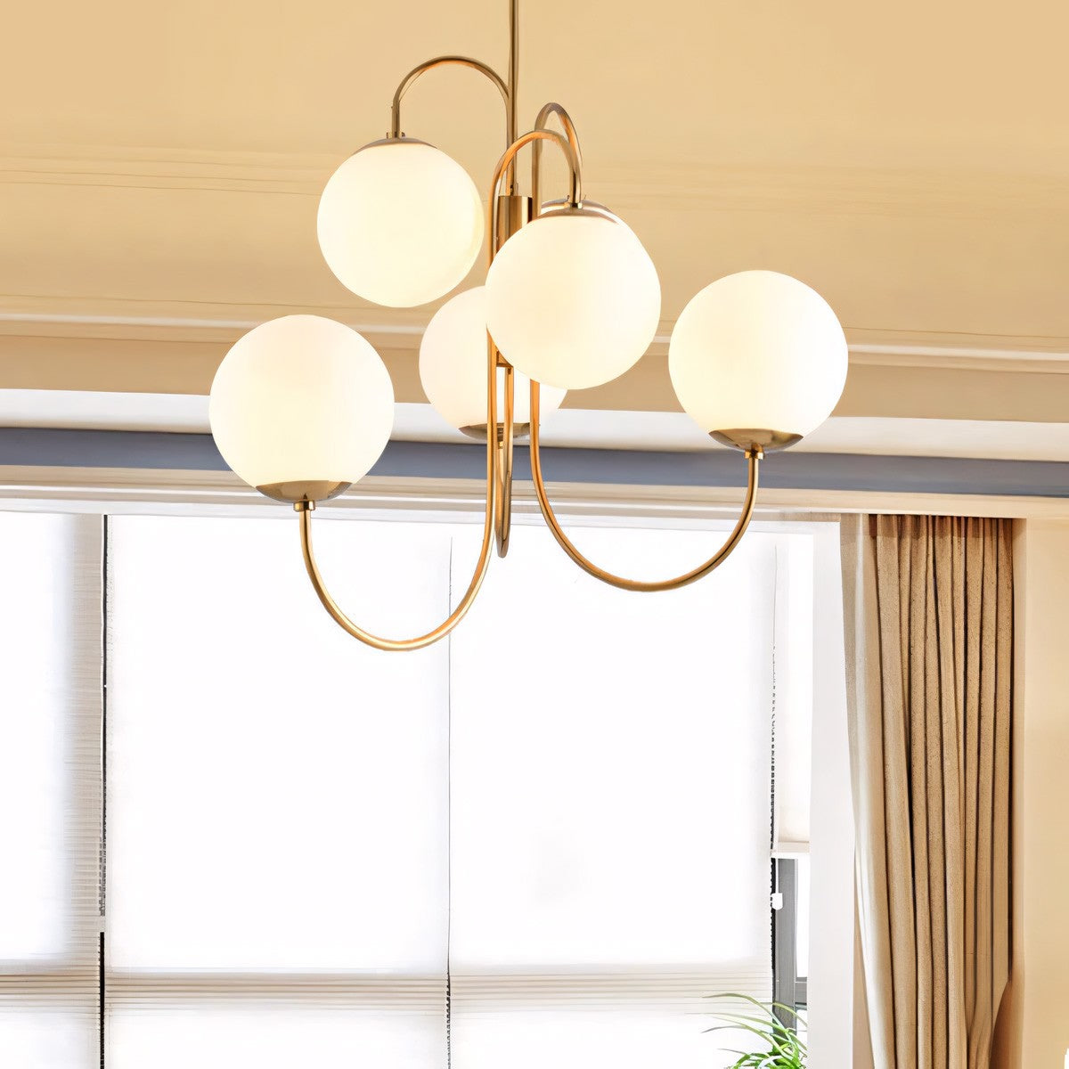 Vekton Vintage Glass Globe Gooseneck Chandelier