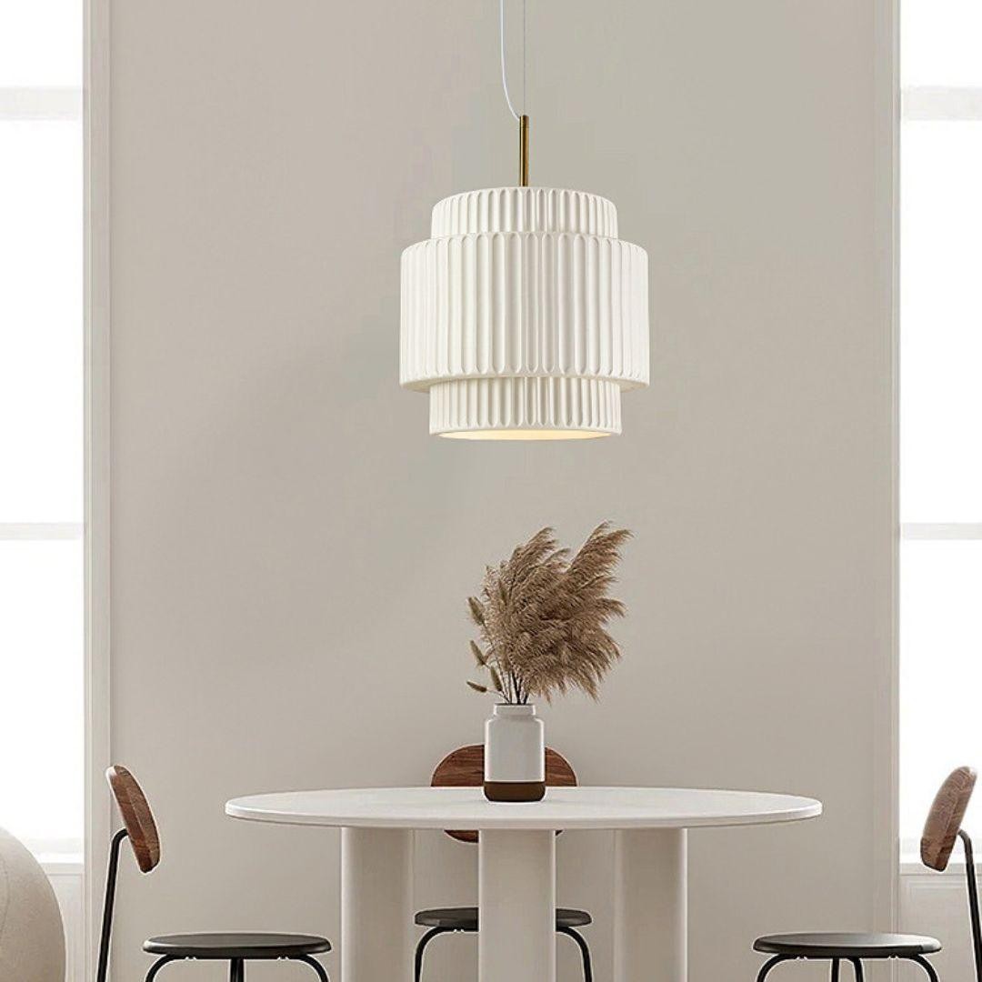Brisby Striped Frosted Fluted Ceramic Pendant Light