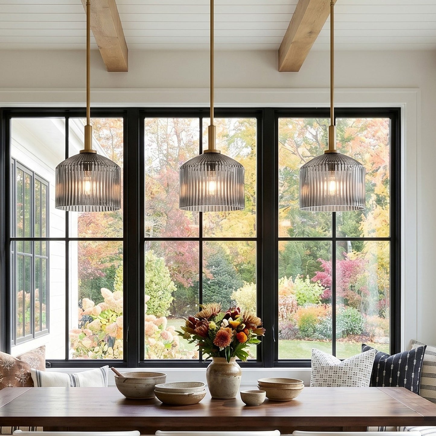 Hesper Farmhouse Ribbed Glass Pendant Light
