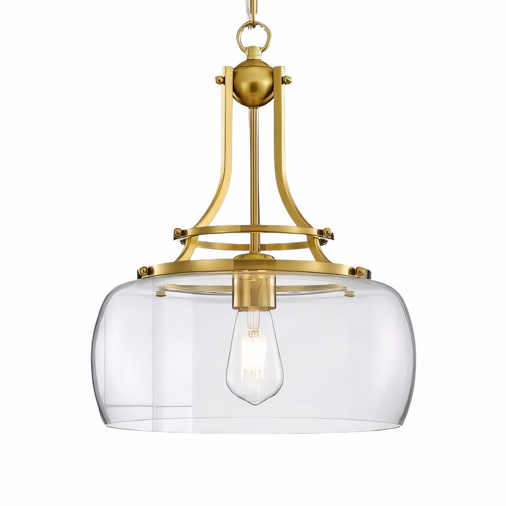 Thalys Brushed Gold Clear Glass Shade Charleston Pendant Light