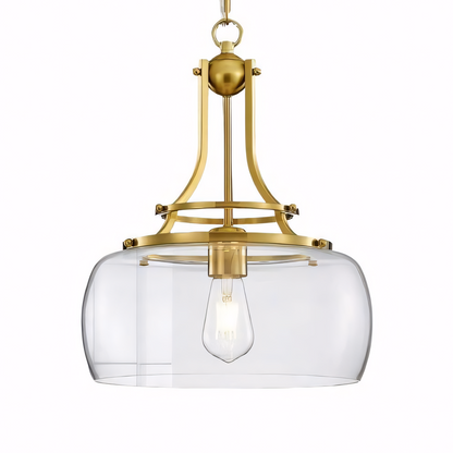 Thalys Brushed Gold Clear Glass Shade Charleston Pendant Light