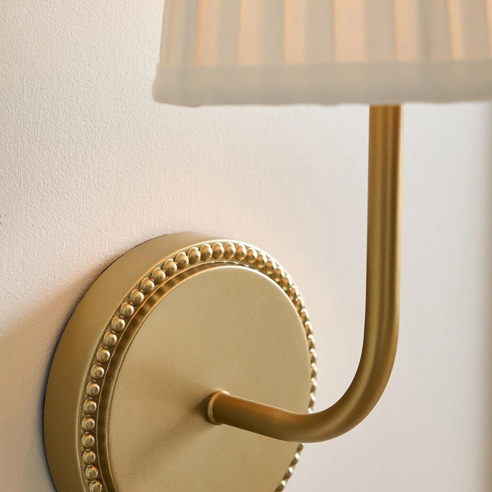 Veluna Vintage Brass Fabric Cone Wall Sconce