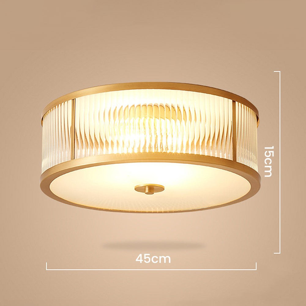 Lavra Brass Round Frosted Glass Ceiling Light