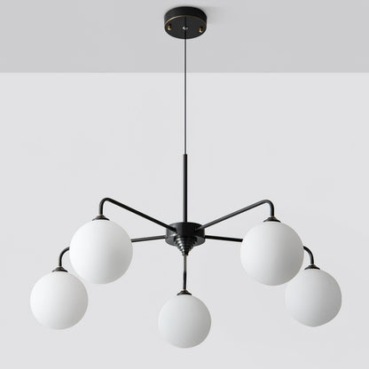 Maytoni Modern 5 Lights White Glass Globe Chandelier