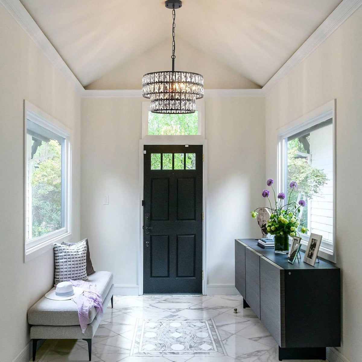 Gracie Luxurious Double Drum Crystal Chandelier