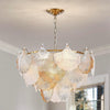Cyan Champagne Ginkgo Leaf Textured Glass Chandelier