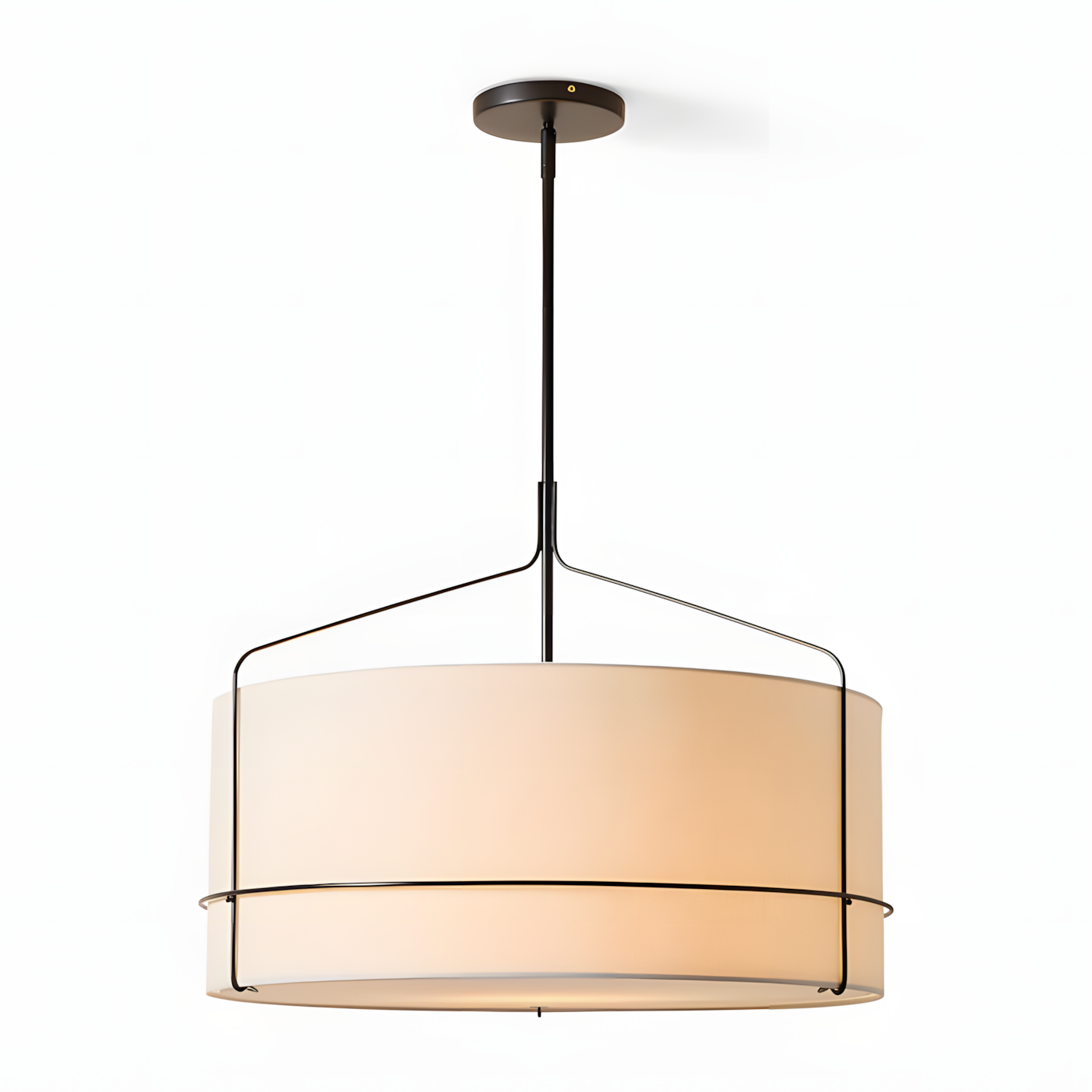 Bravos Rustic White Fabric Drum Pendant Light