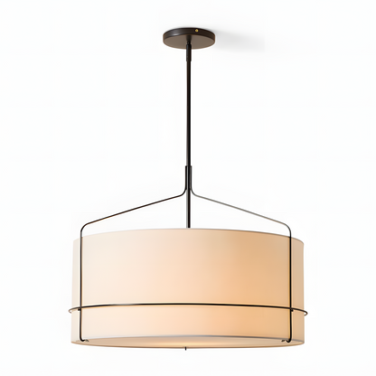 Bravos Rustic White Fabric Drum Pendant Light