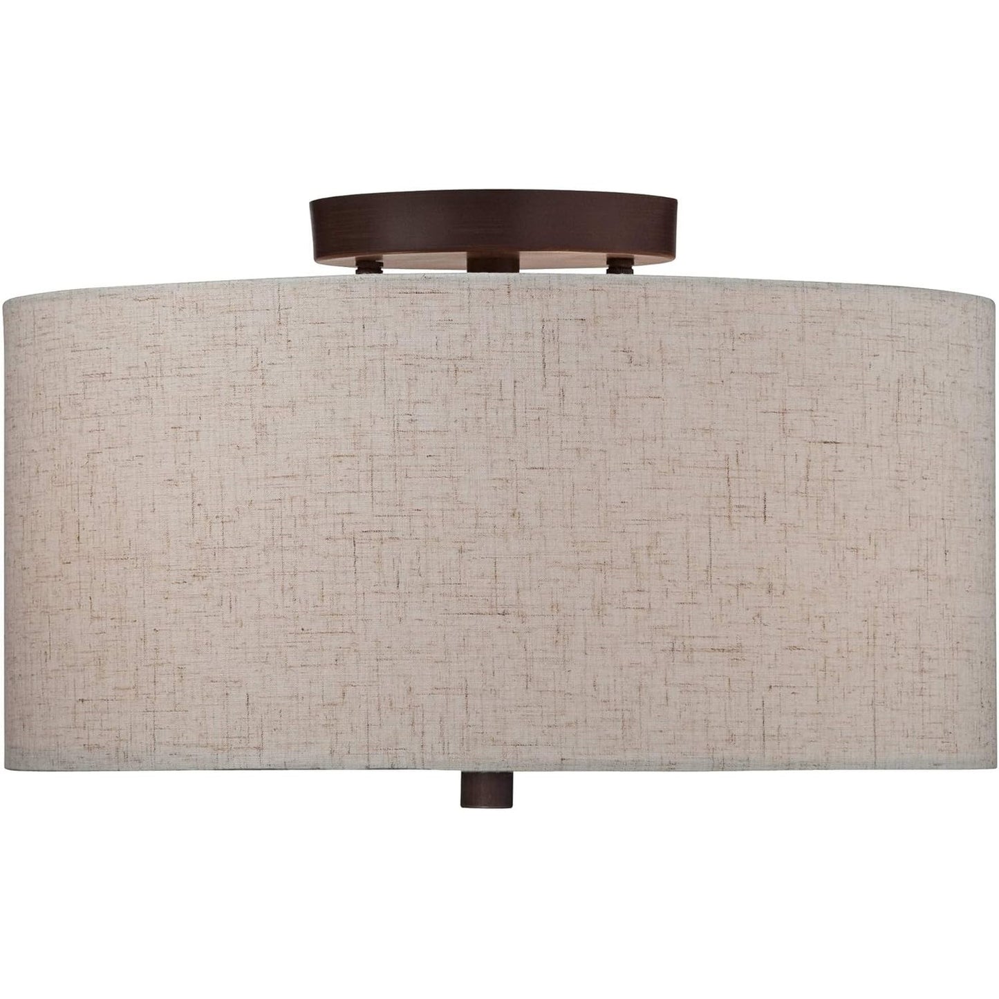 Jynor Bronze Oatmeal Fabric Drum Semi Flush Mount Light