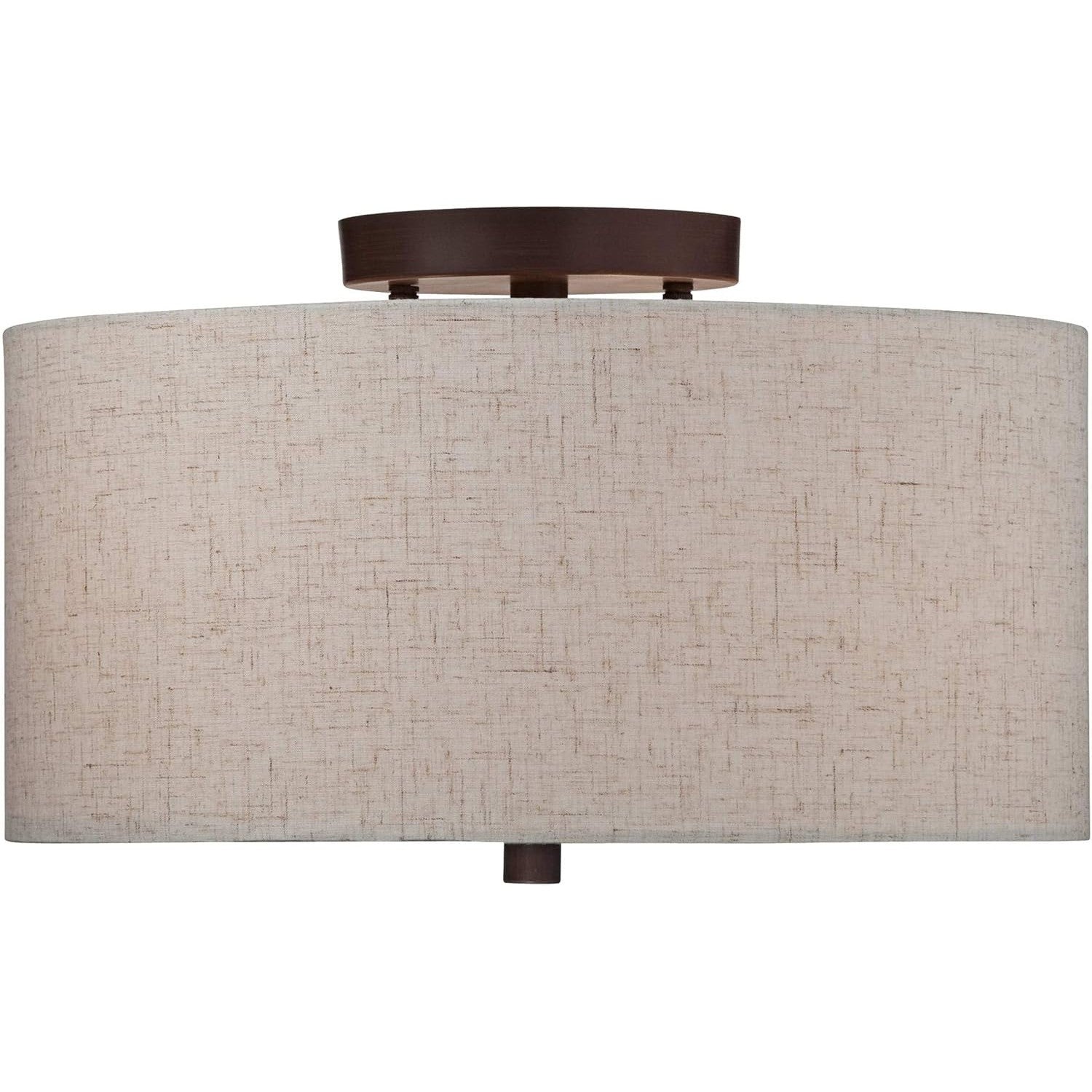 Jynor Bronze Oatmeal Fabric Drum Semi Flush Mount Light