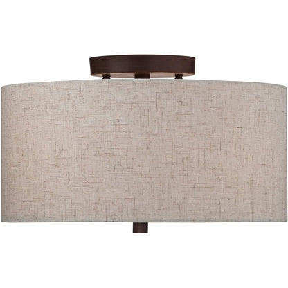 Jynor Bronze Oatmeal Fabric Drum Semi Flush Mount Light