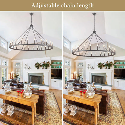 Raeth Farmhouse 24 Lights Wagon Wheel Candle Style Chandelier