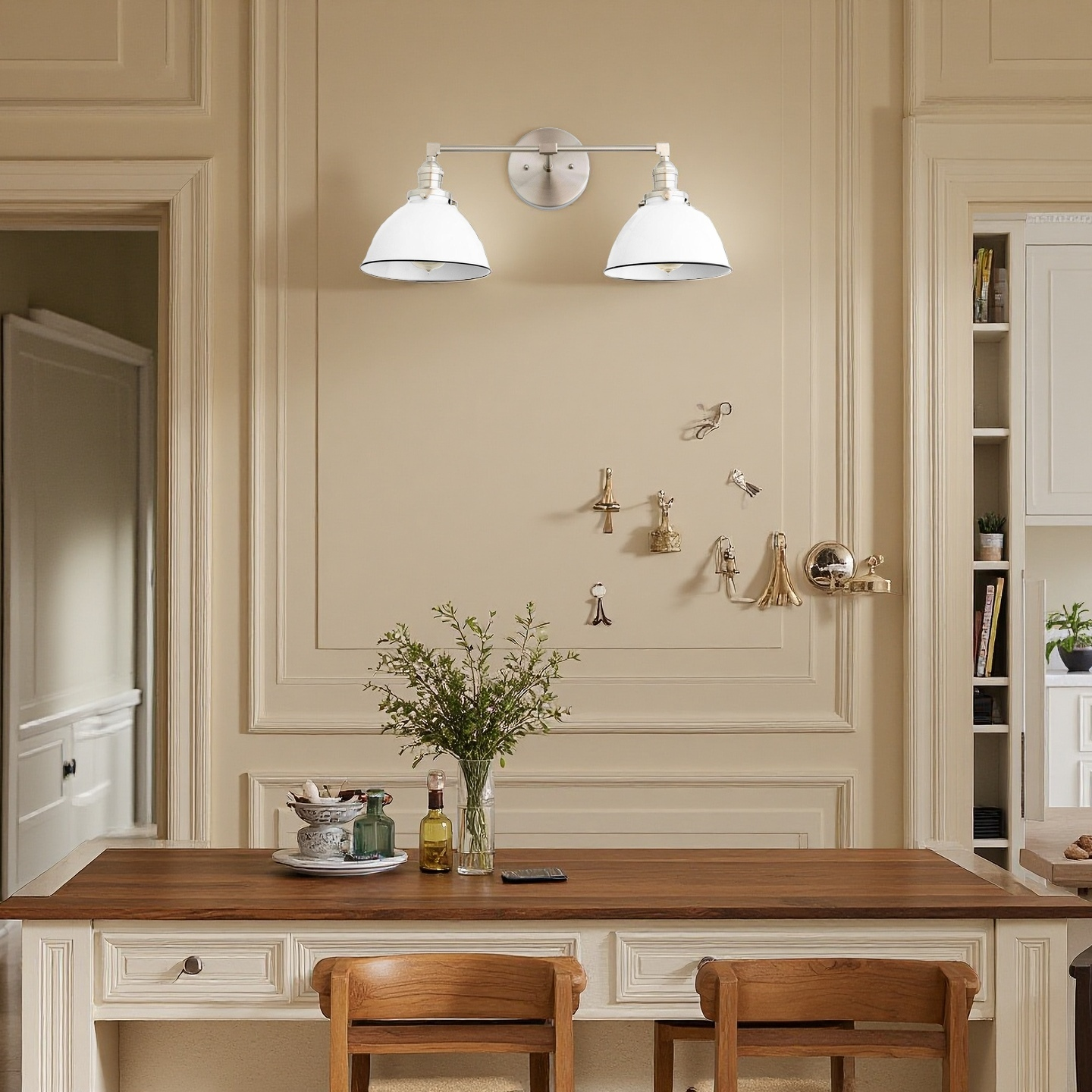 Amelia Farmhouse White Metal Dome Sconce