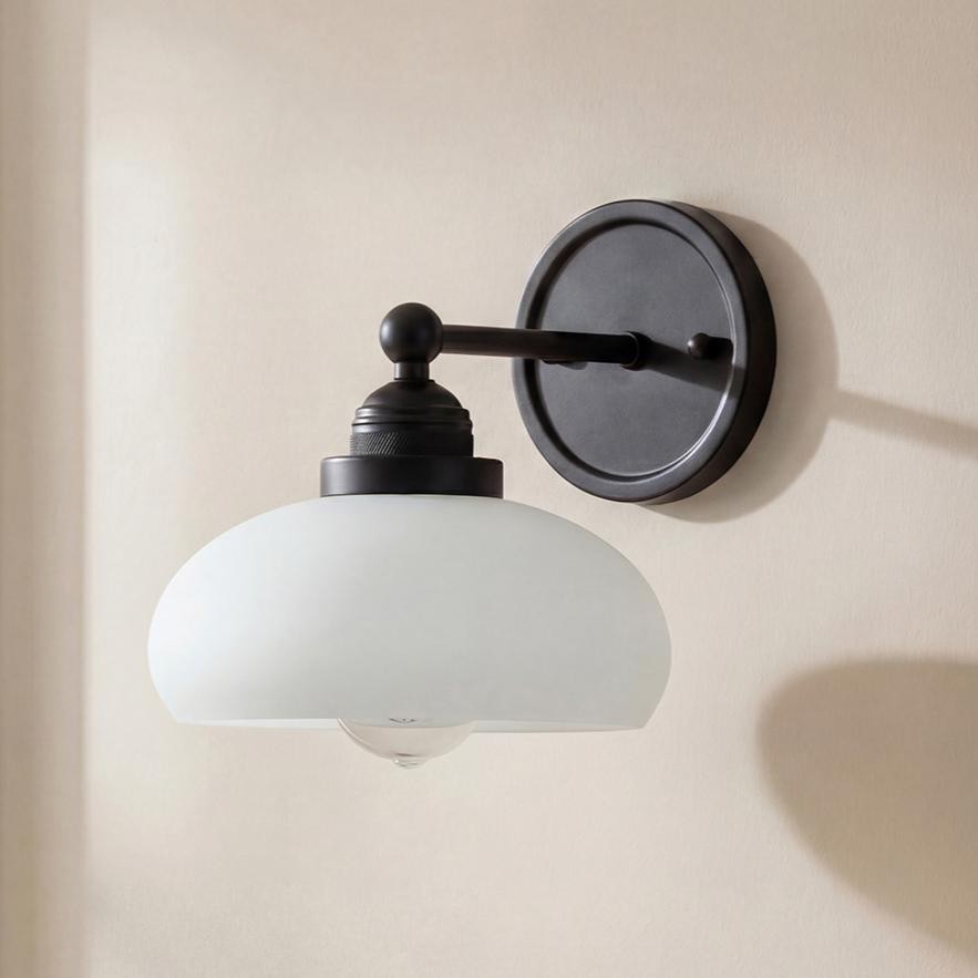 Alberta Bauhaus Milk White Glass Wall Sconce