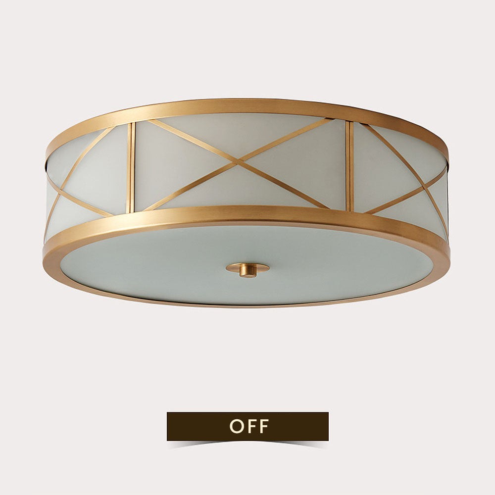 Kaeldr Brass Geometry Glass Drum Ceiling Light