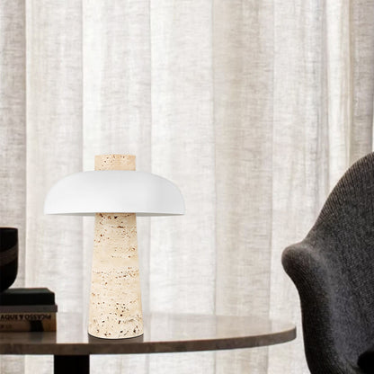Salma Travertine Mushroom LED Table Lamp