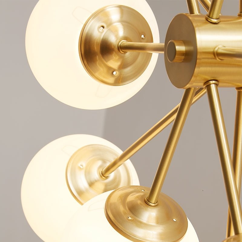 Thalassia Two-Tier Brass Opal Globe Chandelier