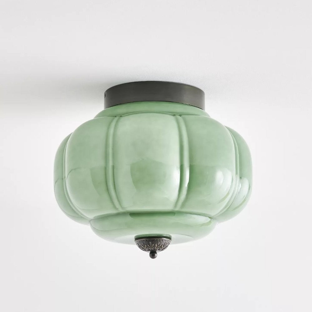 Ozita Retro Milk Glass Semi Flush Mount Eloise Ceiling Light