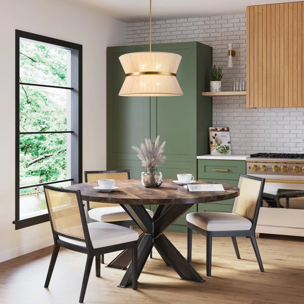 Emily Modern 4 Light Rope Shade Drum Chandelier