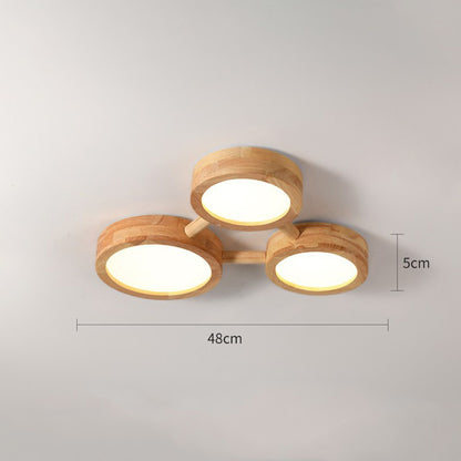 Phelith Modern Multi Heads Wood LED Ceiling Light