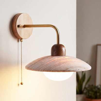 Habakkuk Farmhouse Disc Travertine Wall Sconce