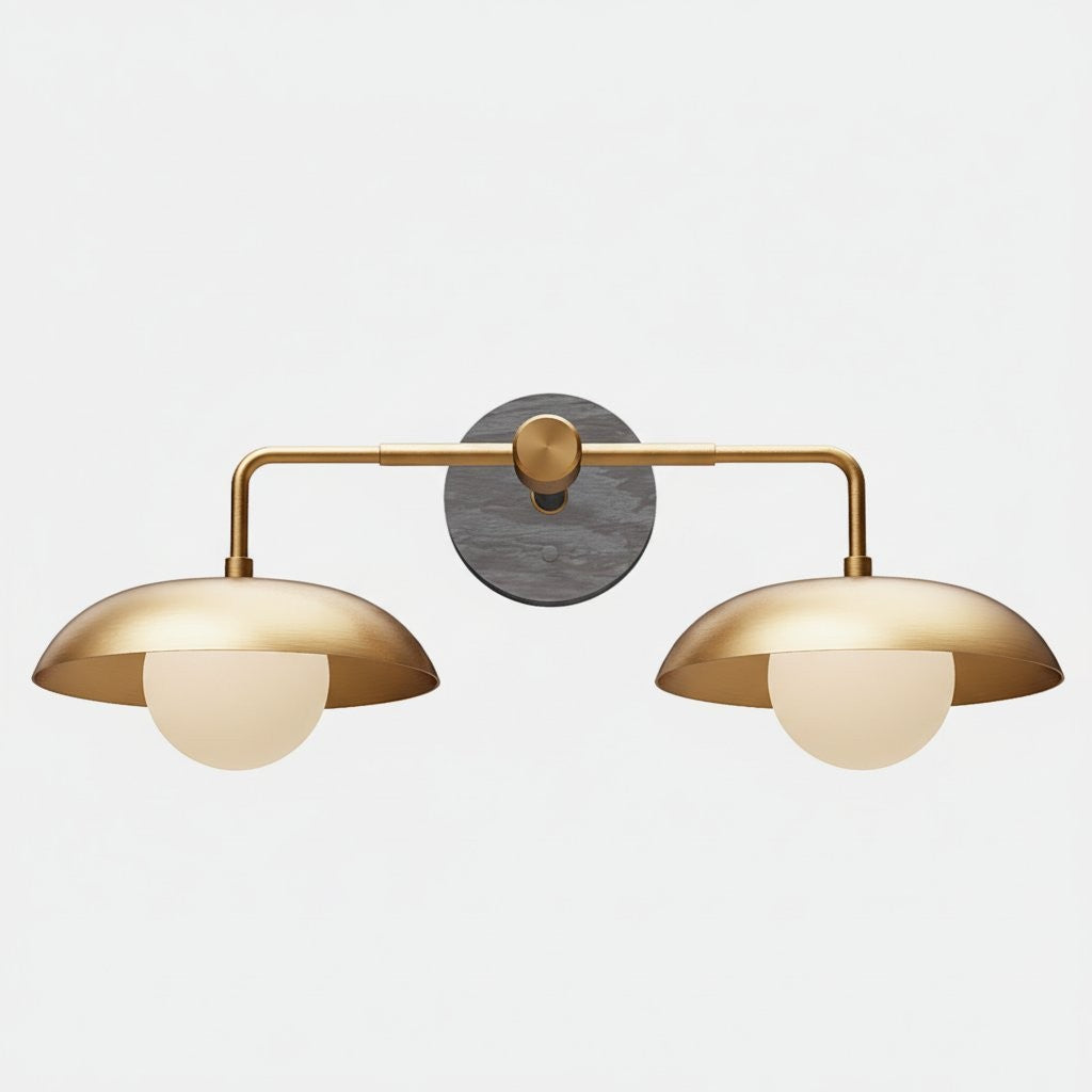 Katya Mid-century Wood Metal Double Dome Wall Sconce