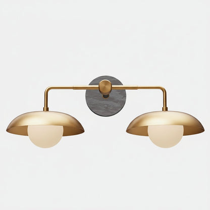 Katya Mid-century Wood Metal Double Dome Wall Sconce