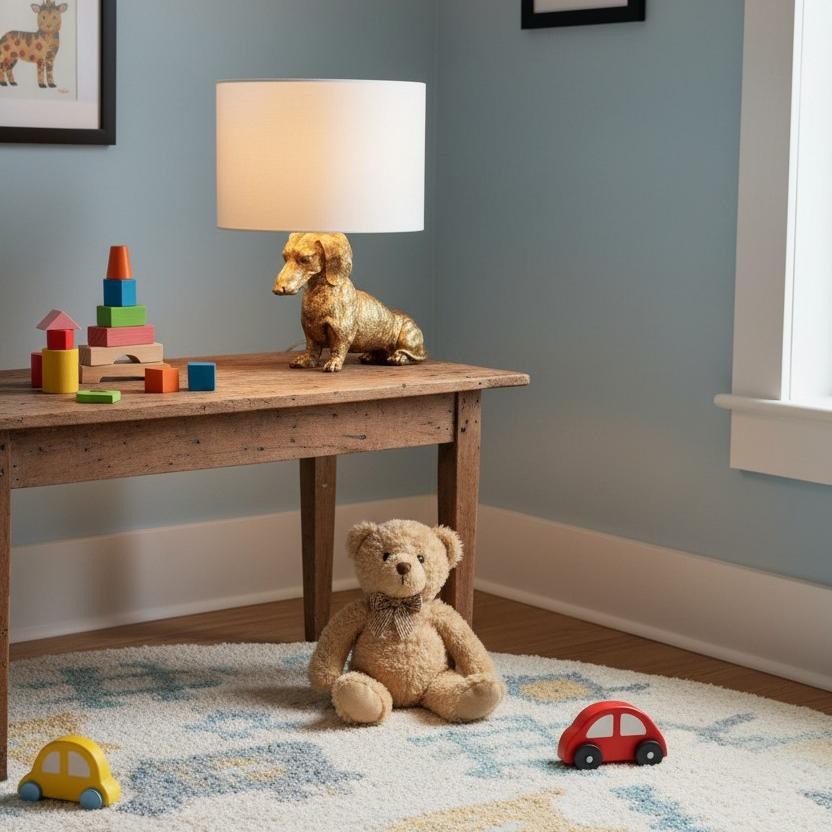 Aurea Unique Animal Table Lamp - Dog Sculptural Accent Lighting for Bedroom & Living Room