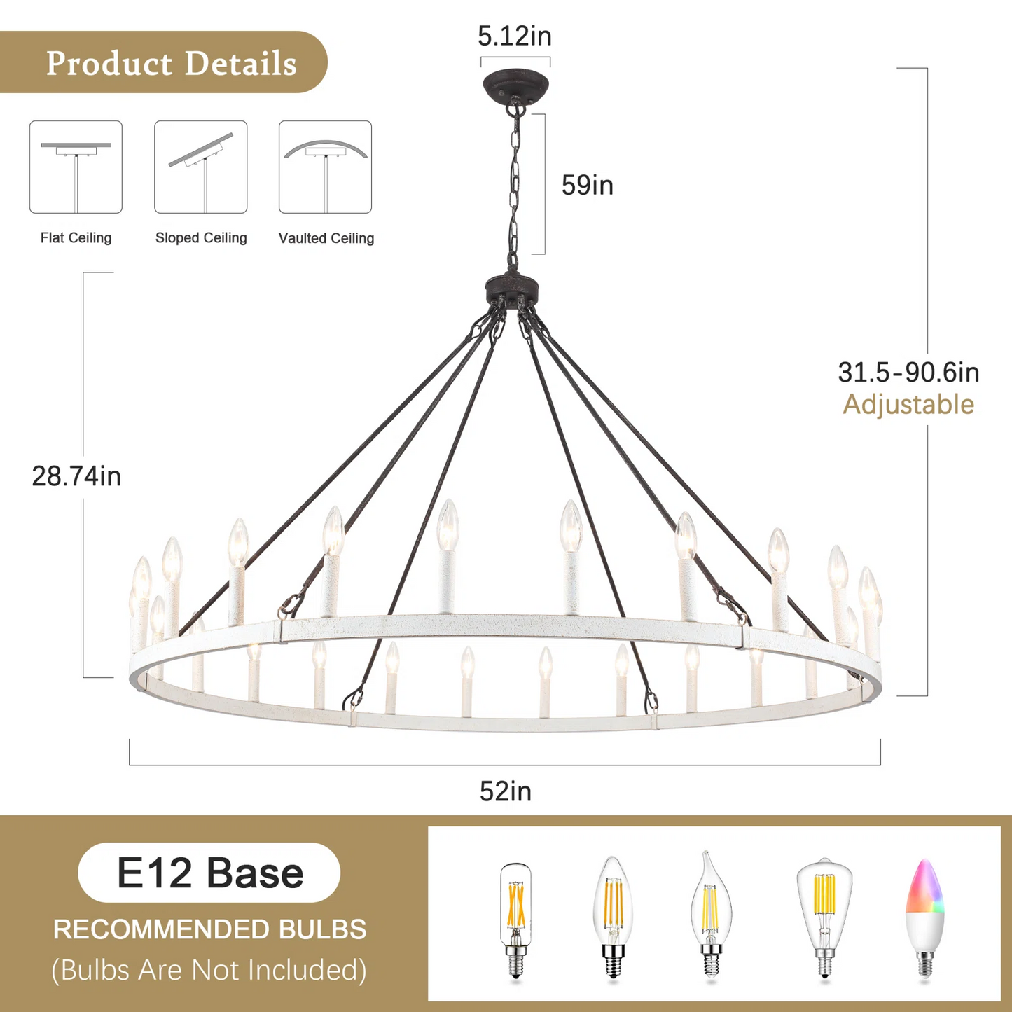 Raeth Farmhouse 24 Lights Wagon Wheel Candle Style Chandelier