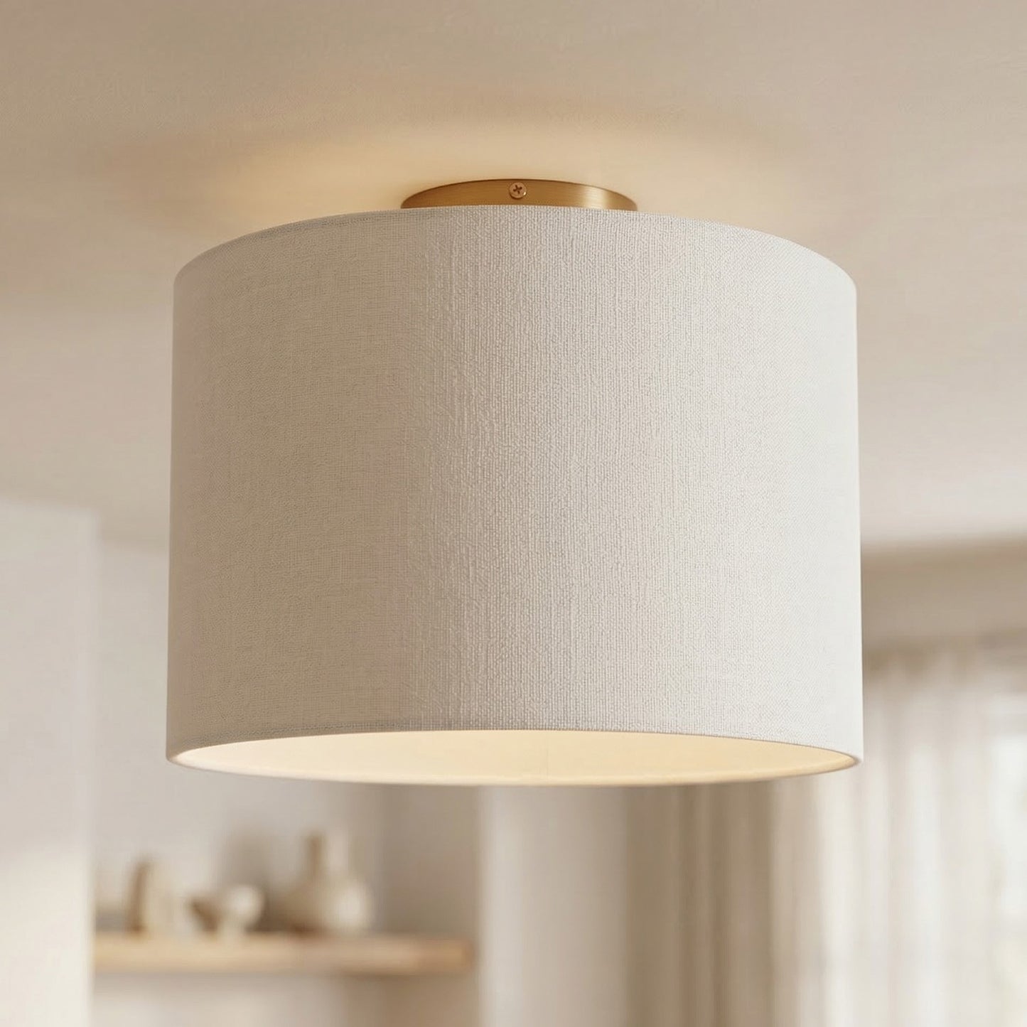 Kaethe Fabric Drum Shade Semi Flush Mount Light