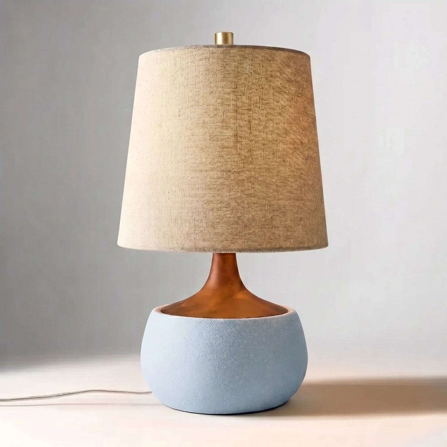 Velmira Mid-Century textile lamp shade Cement Table Light