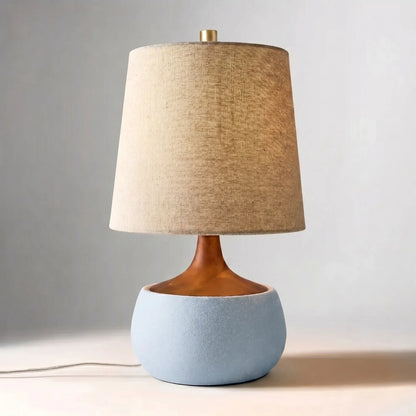 Velmira Mid-Century textile lamp shade Cement Table Light