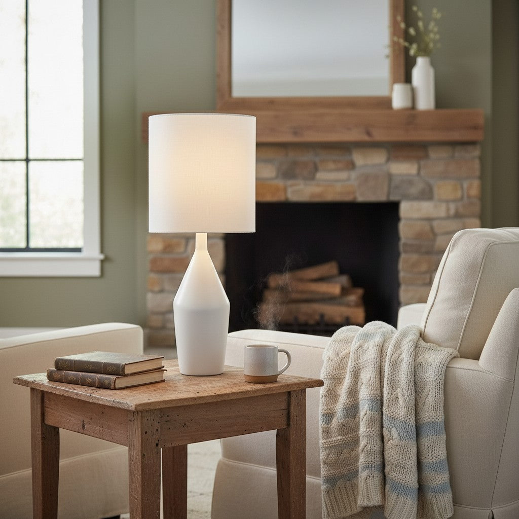 Daphne Vintage Ceramic Linen Shade Table Lamp