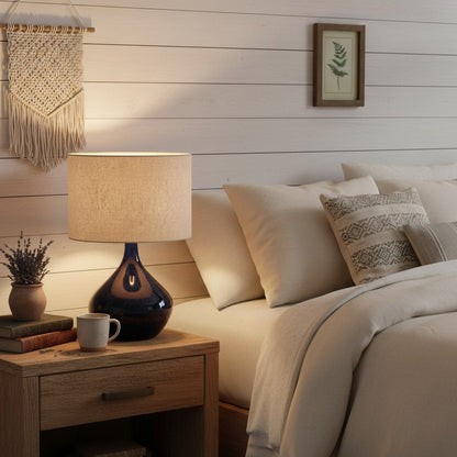 Daphne Vintage Ceramic Linen Shade Table Lamp