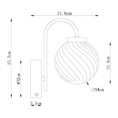 Ondrea Modern Rechargeable Ribbed Glass Globe Sconce