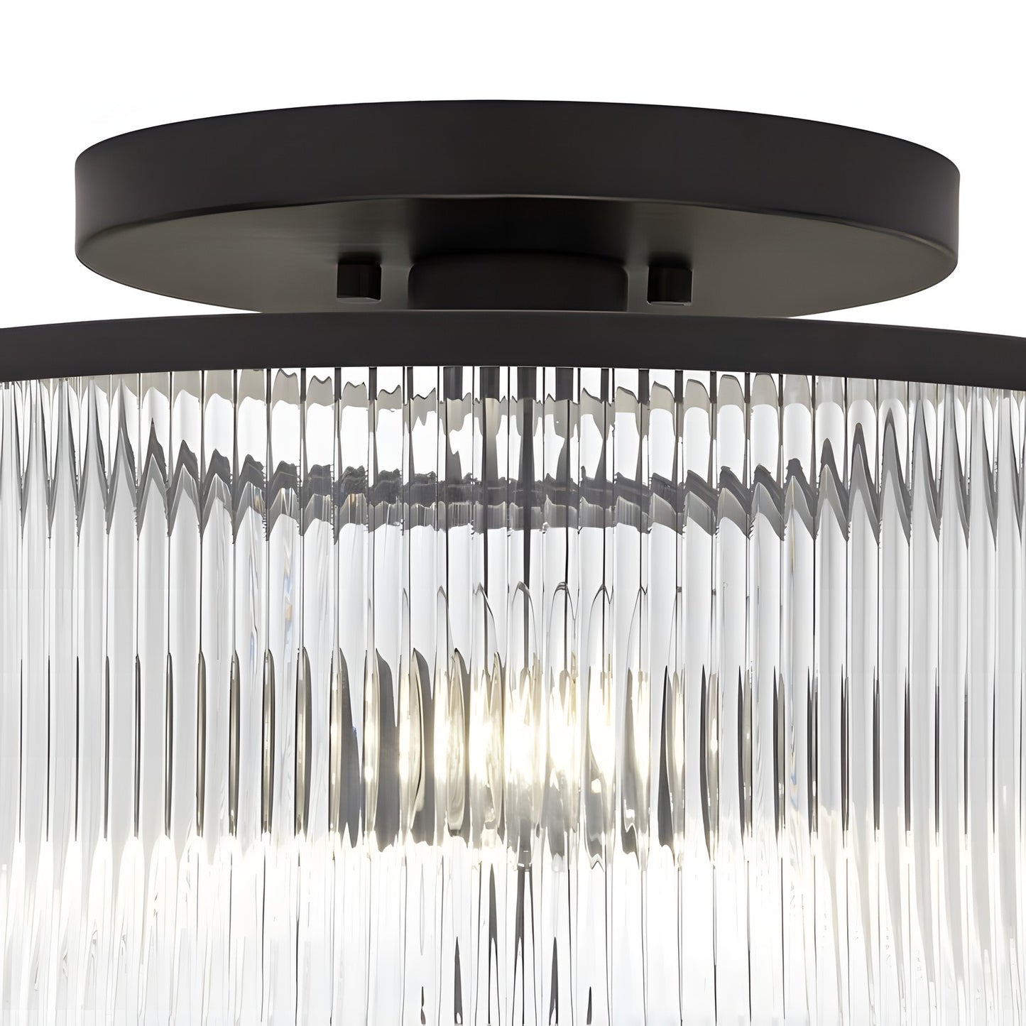 Claude Farmhouse Striped Glass Drum Ceiling Light