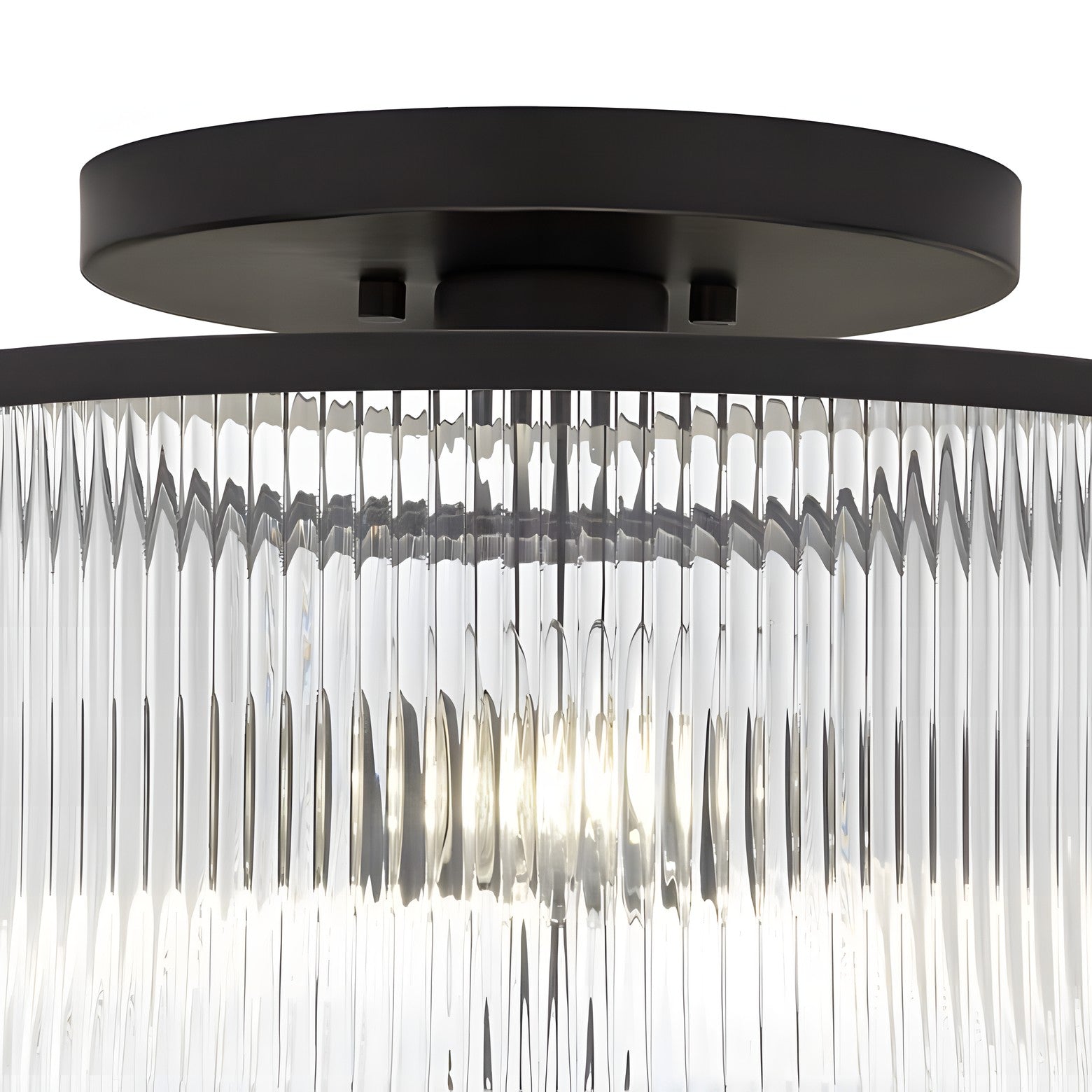 Claude Farmhouse Striped Glass Drum Ceiling Light