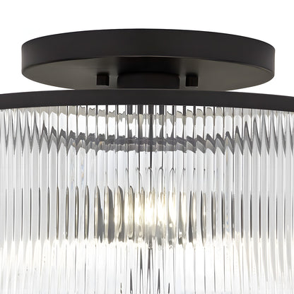 Claude Farmhouse Striped Glass Drum Ceiling Light