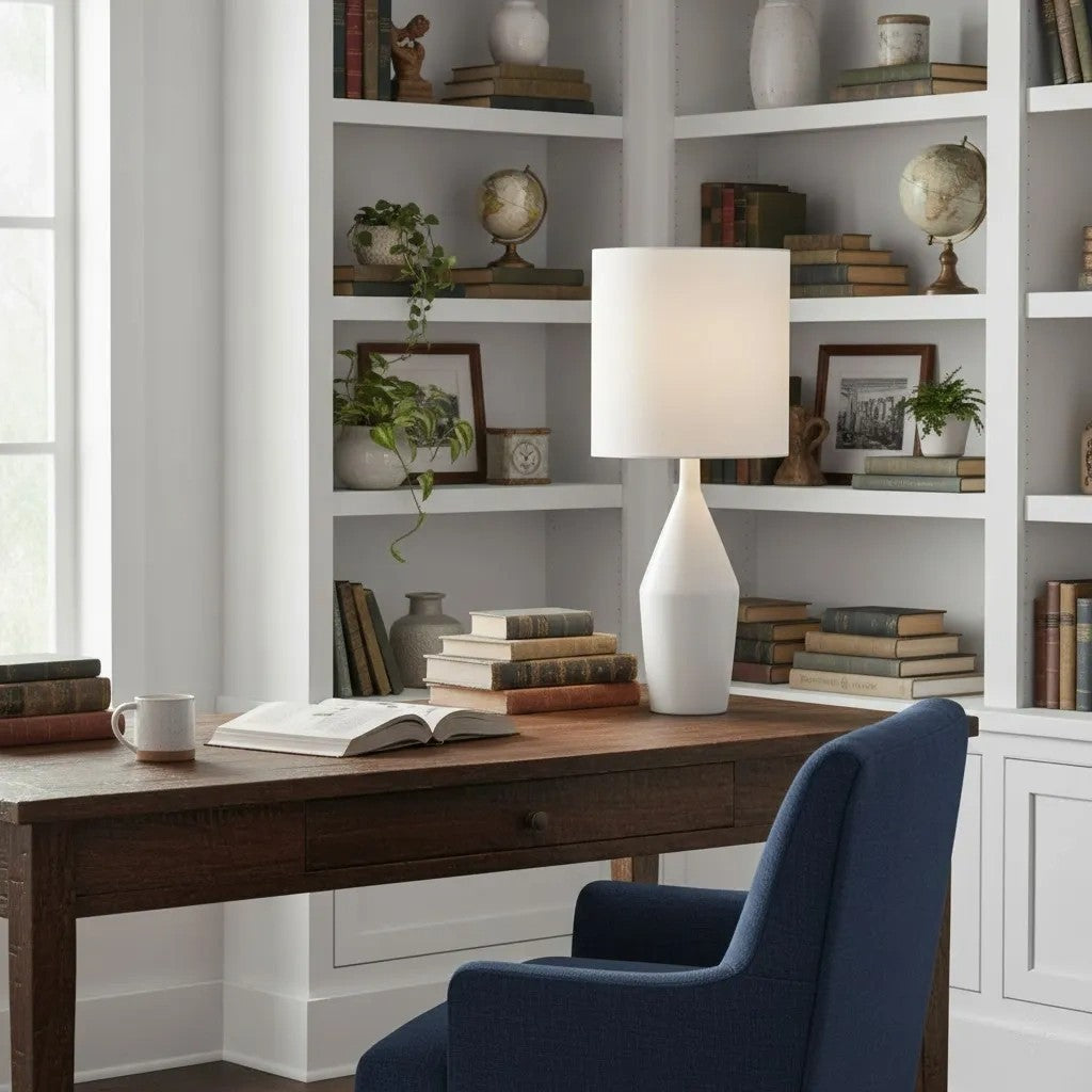 Daphne Vintage Ceramic Linen Shade Table Lamp