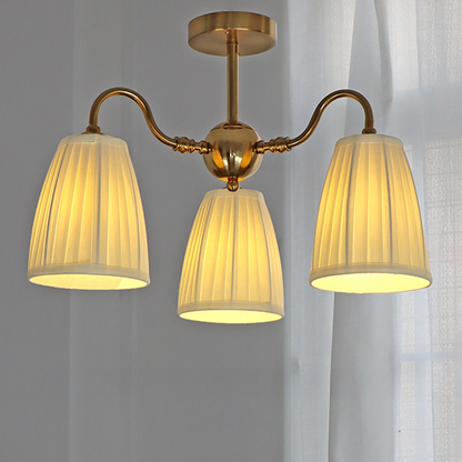 Cadmus Gold Textile Lamp Shade Semi Flush Mount Lighting