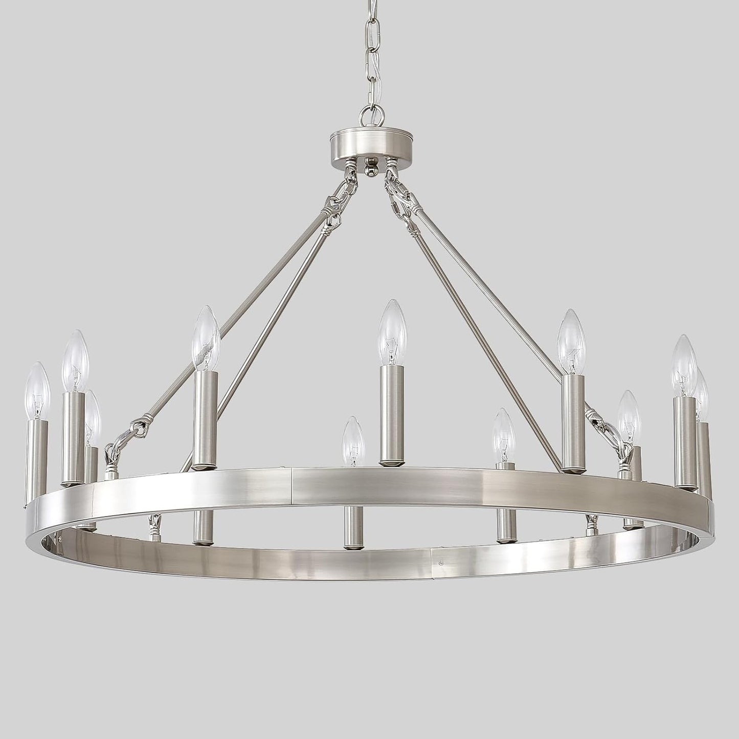 Beau Large 12 Lights Rustic Wagon Wheel Chandelier