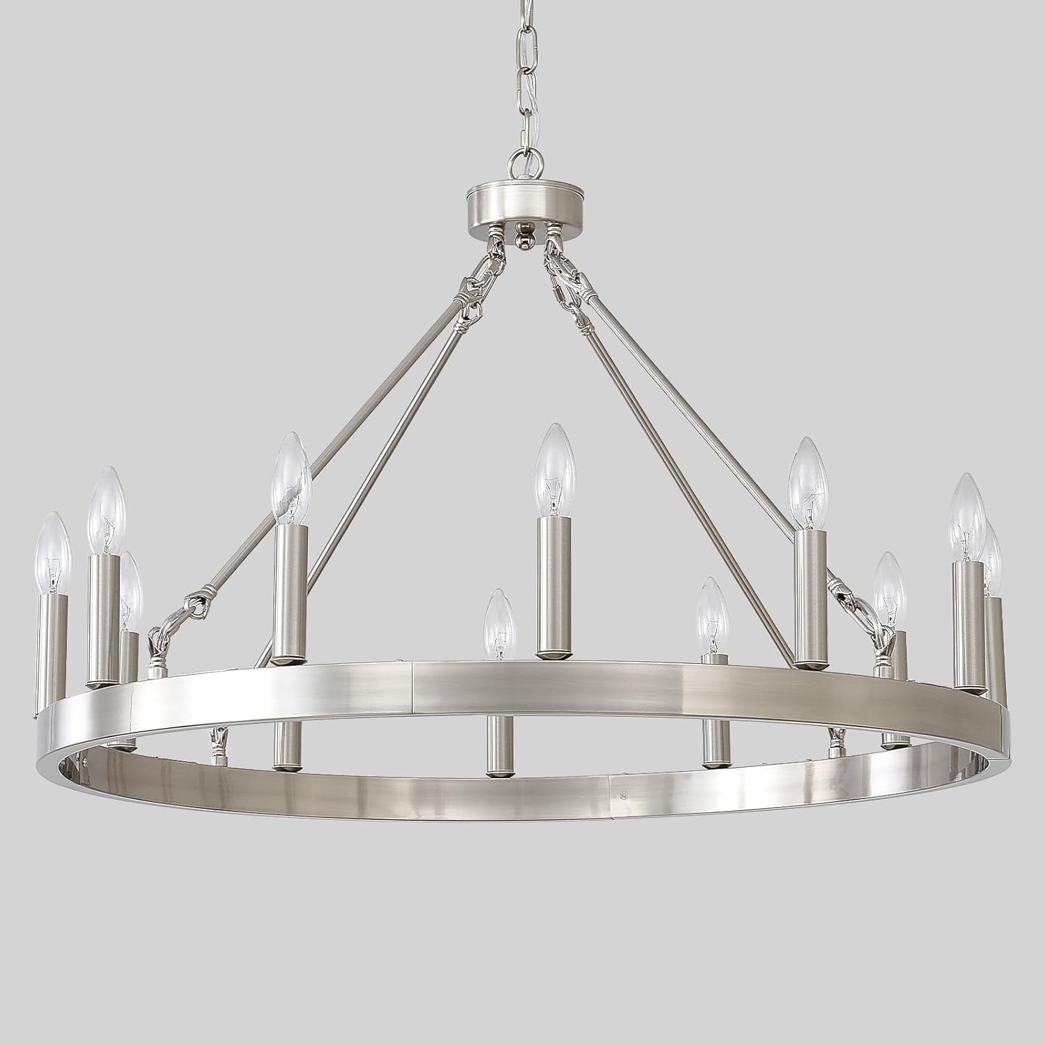 Beau Large 12 Lights Rustic Wagon Wheel Chandelier