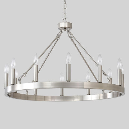 Beau Large 12 Lights Rustic Wagon Wheel Chandelier